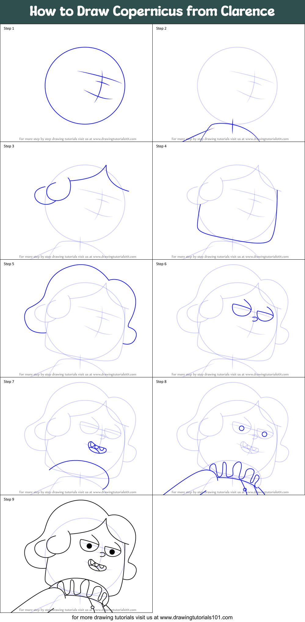 How to Draw Copernicus from Clarence Printable Step by Step