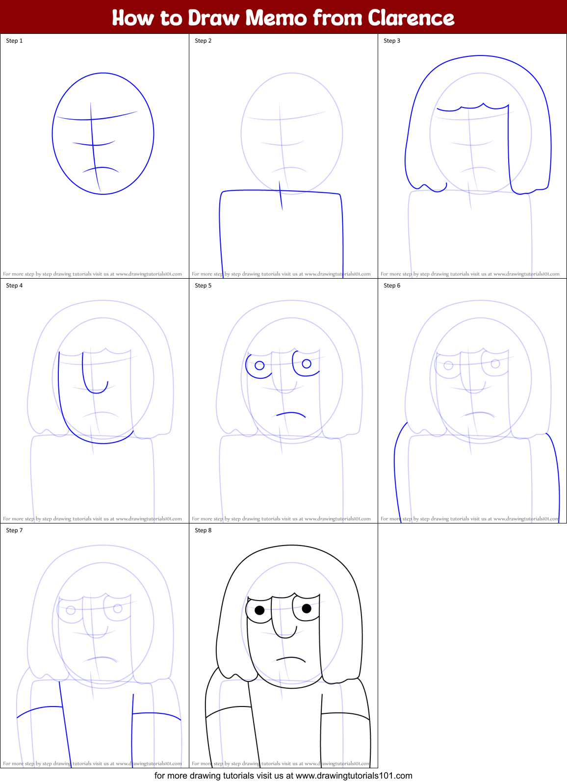 How to Draw Memo from Clarence Printable Step by Step
