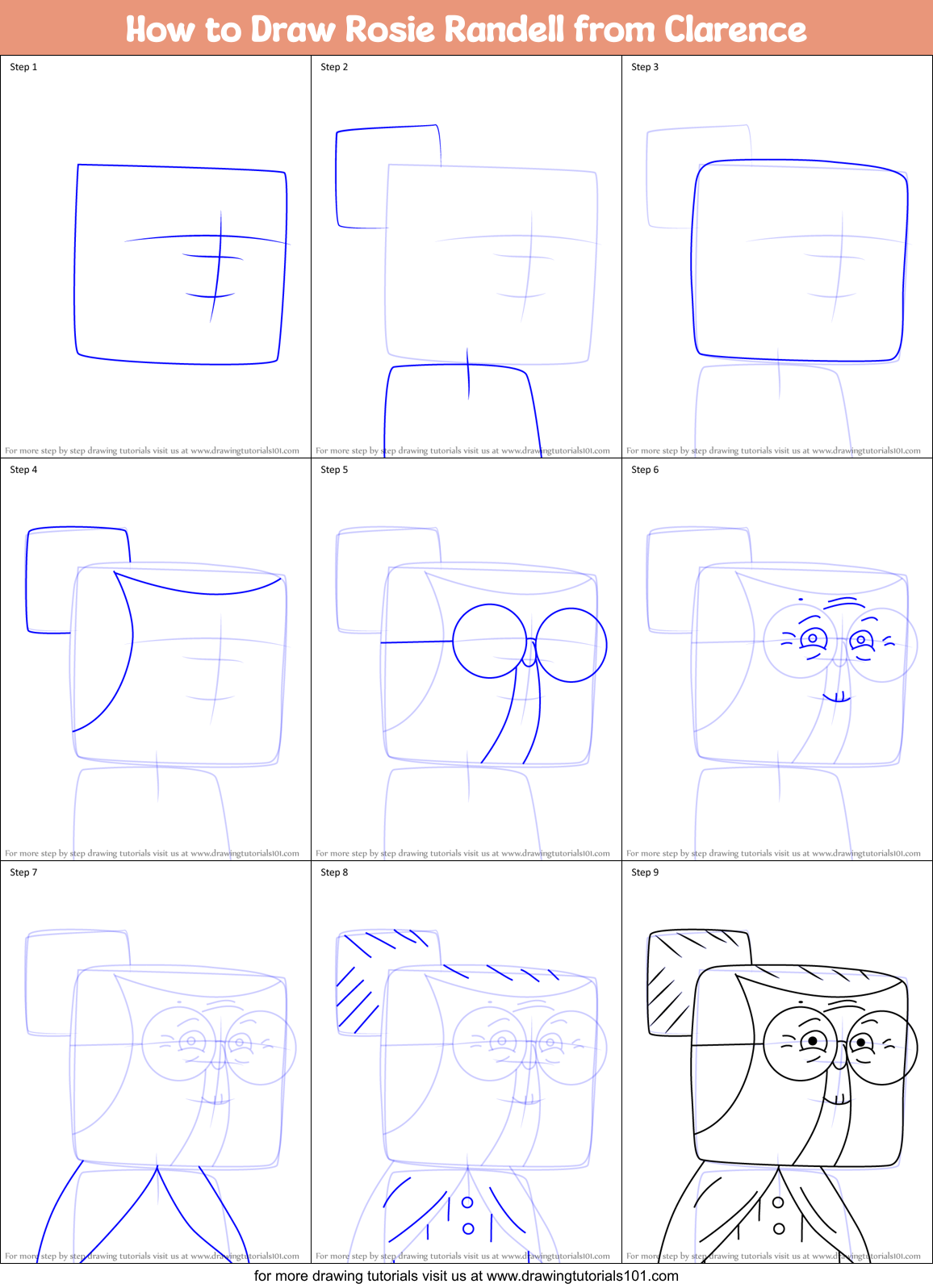 How to Draw Rosie Randell from Clarence Printable Step by Step