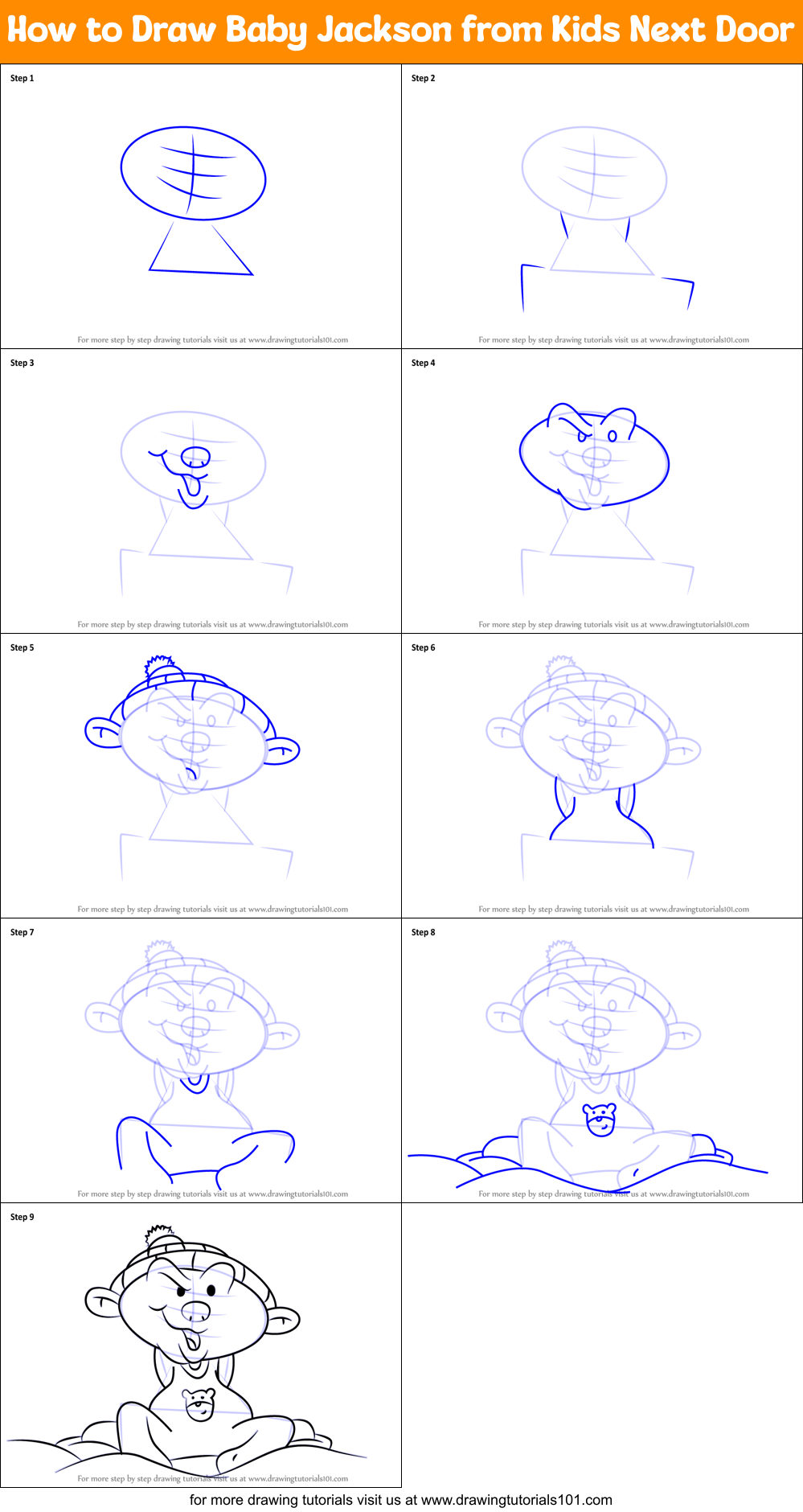 How to Draw Baby Jackson from Kids Next Door Printable Step by Step