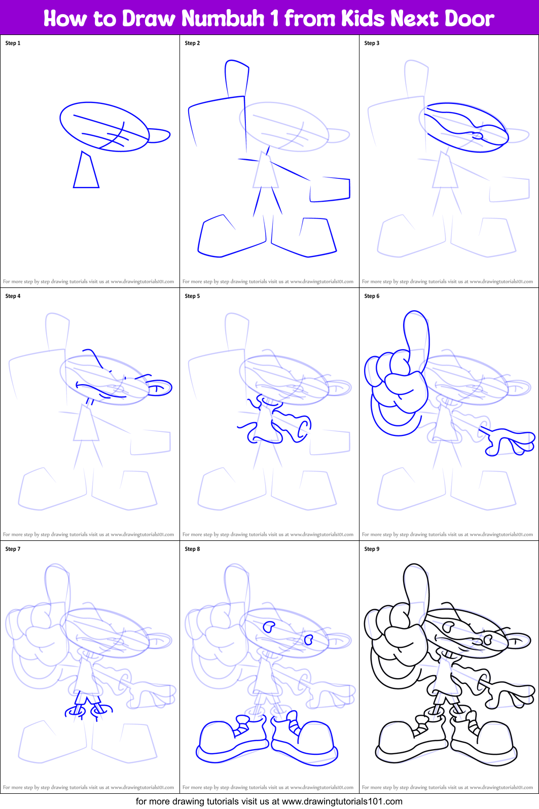 How to Draw Numbuh 1 from Kids Next Door Printable Step by Step