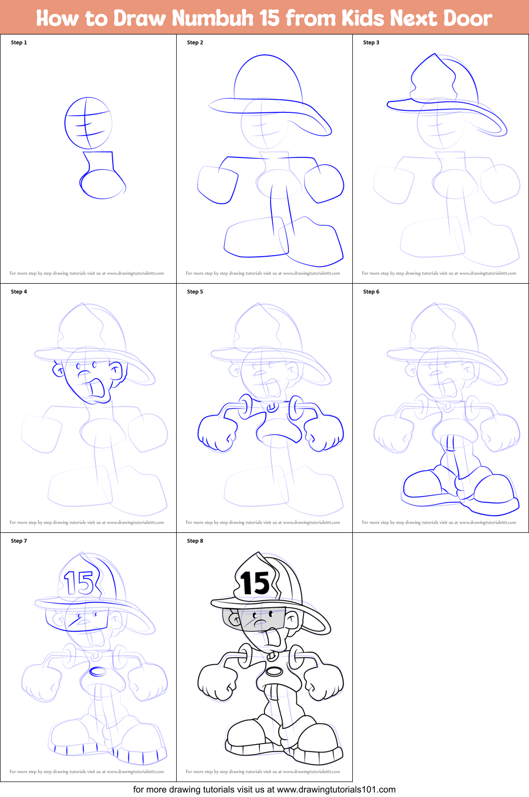How to Draw Numbuh 15 from Kids Next Door Printable Step by Step
