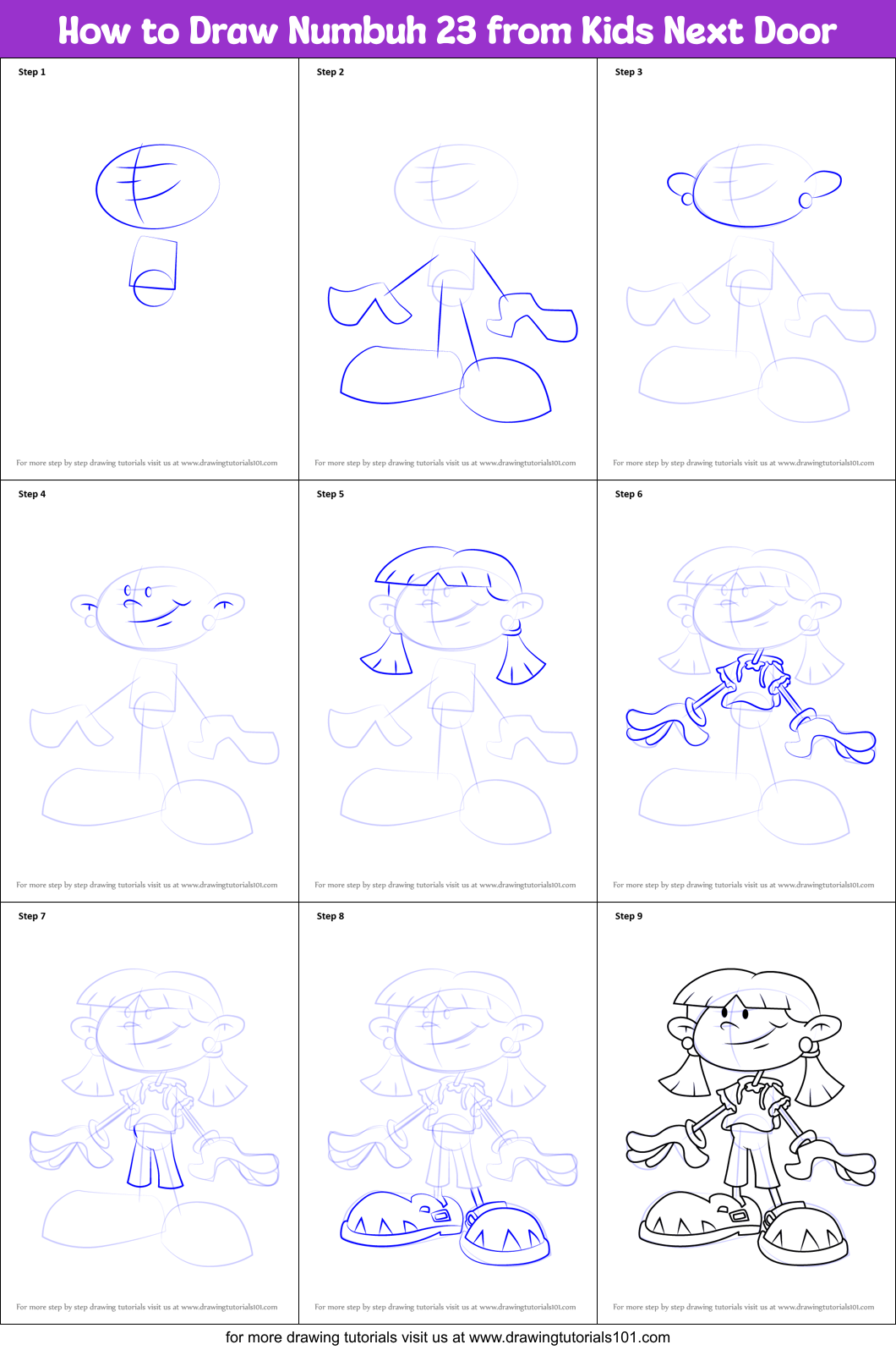 How to Draw Numbuh 23 from Kids Next Door Printable Step by Step