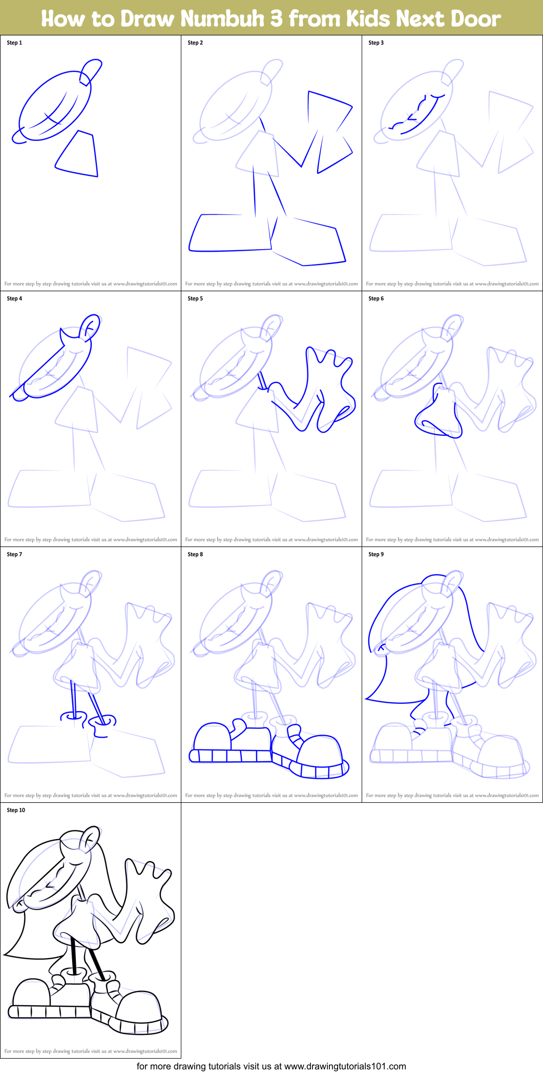 How to Draw Numbuh 3 from Kids Next Door Printable Step by Step