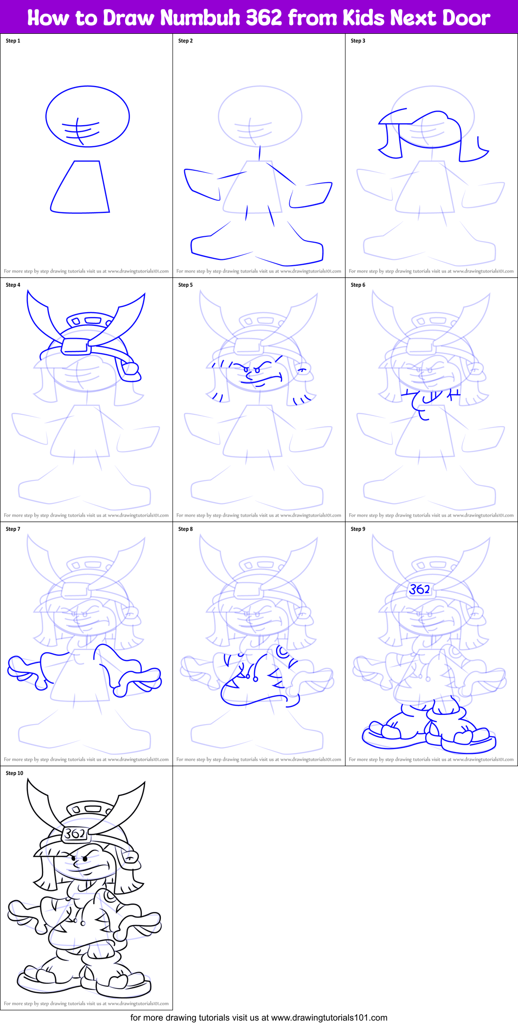 How to Draw Numbuh 362 from Kids Next Door Printable Step by Step