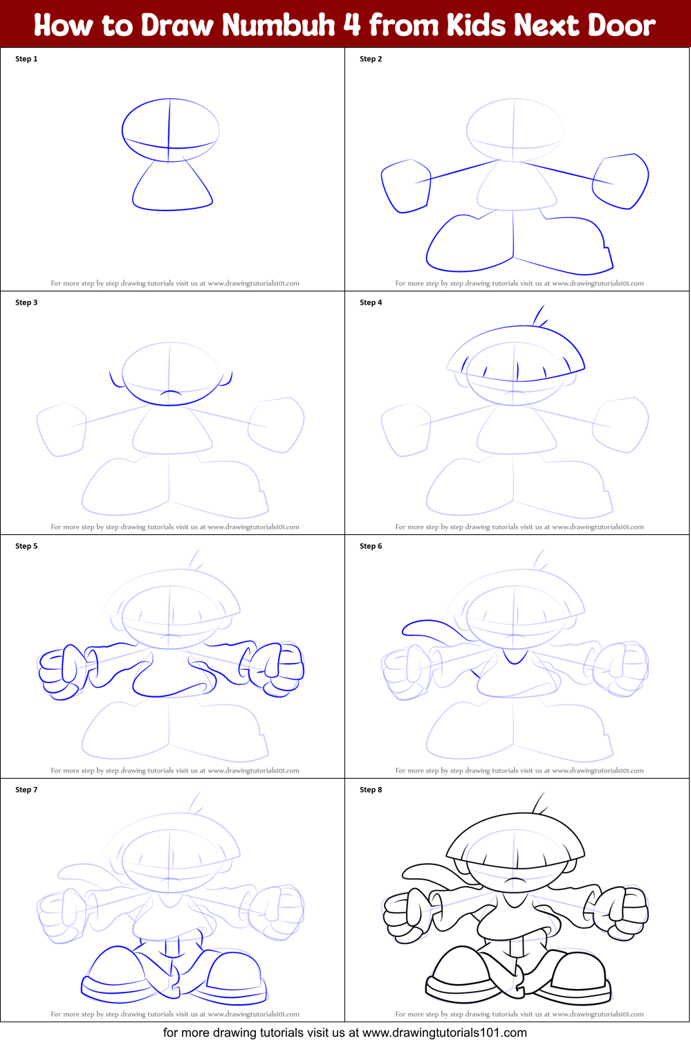 How to Draw Numbuh 4 from Kids Next Door Printable Step by Step