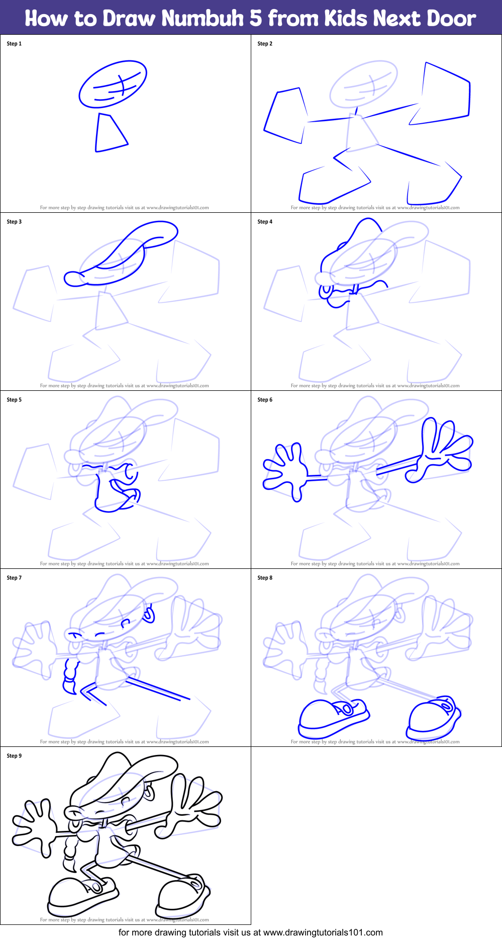 How to Draw Numbuh 5 from Kids Next Door Printable Step by Step