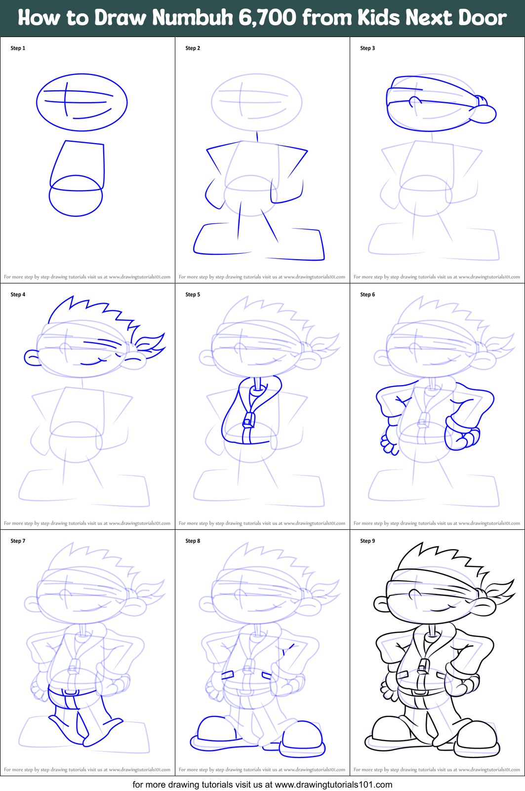 How to Draw Numbuh 6,700 from Kids Next Door Printable Step by Step