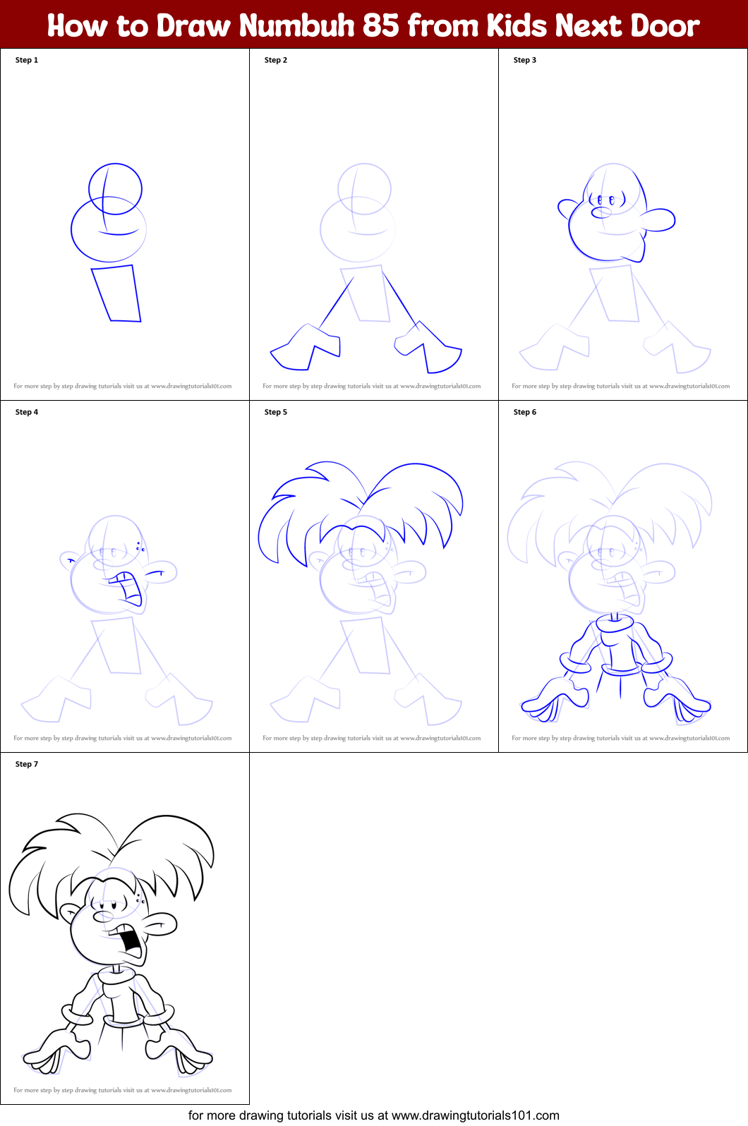 How to Draw Numbuh 85 from Kids Next Door Printable Step by Step