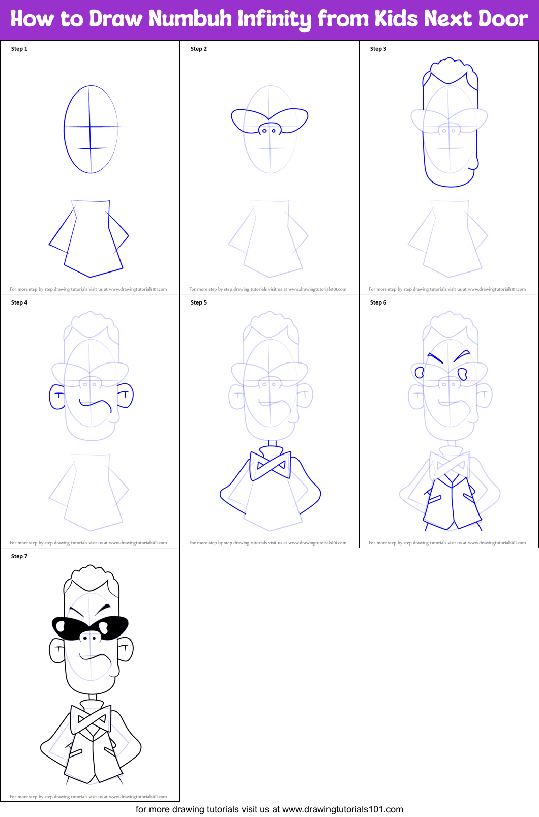 How to Draw Numbuh Infinity from Kids Next Door Printable Step by Step