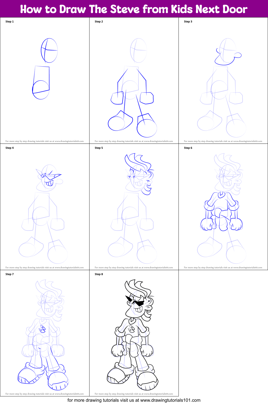 How to Draw The Steve from Kids Next Door Printable Step by Step