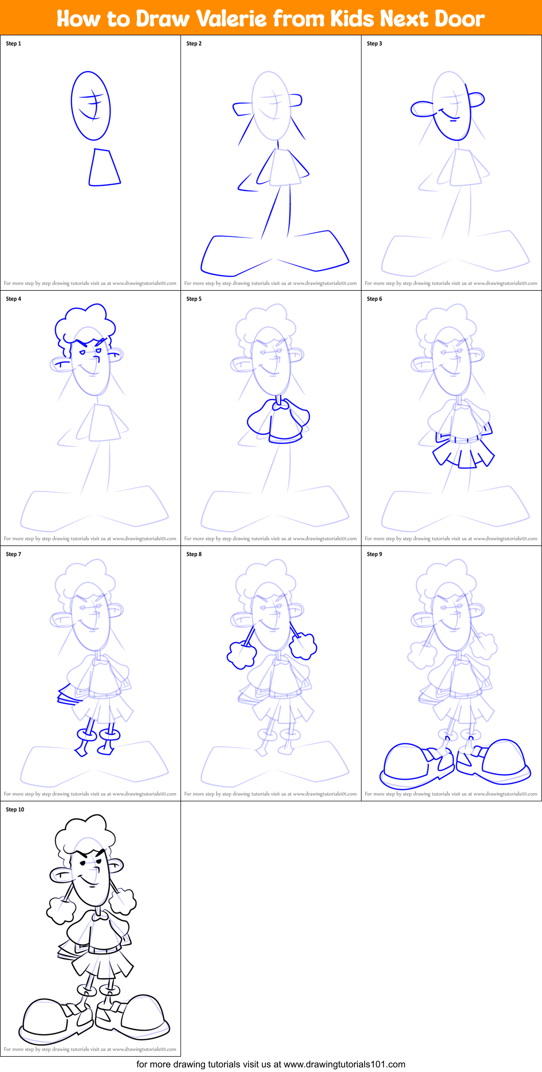 How to Draw Valerie from Kids Next Door Printable Step by Step