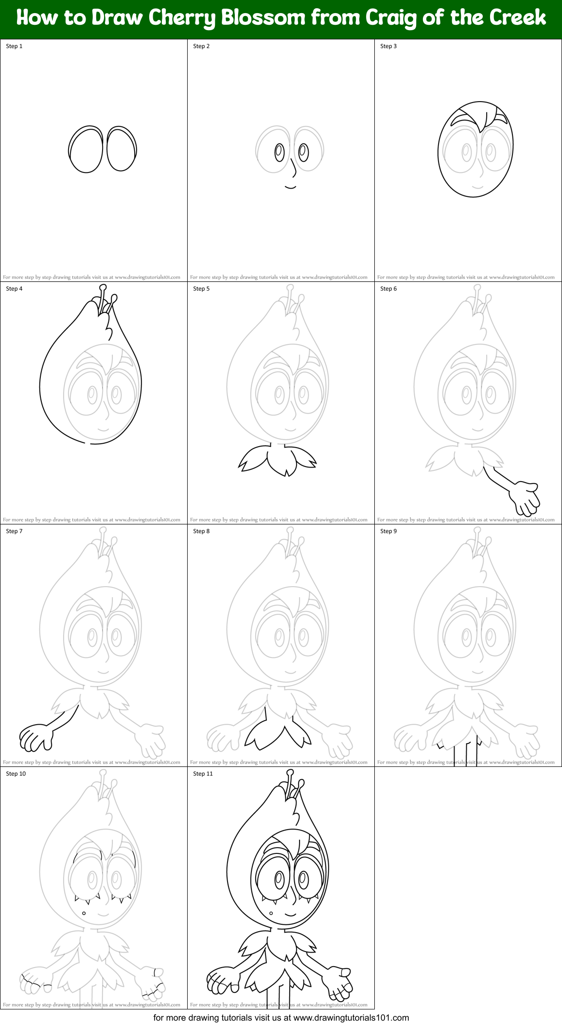 How to Draw Cherry Blossom from Craig of the Creek Printable Step by Step