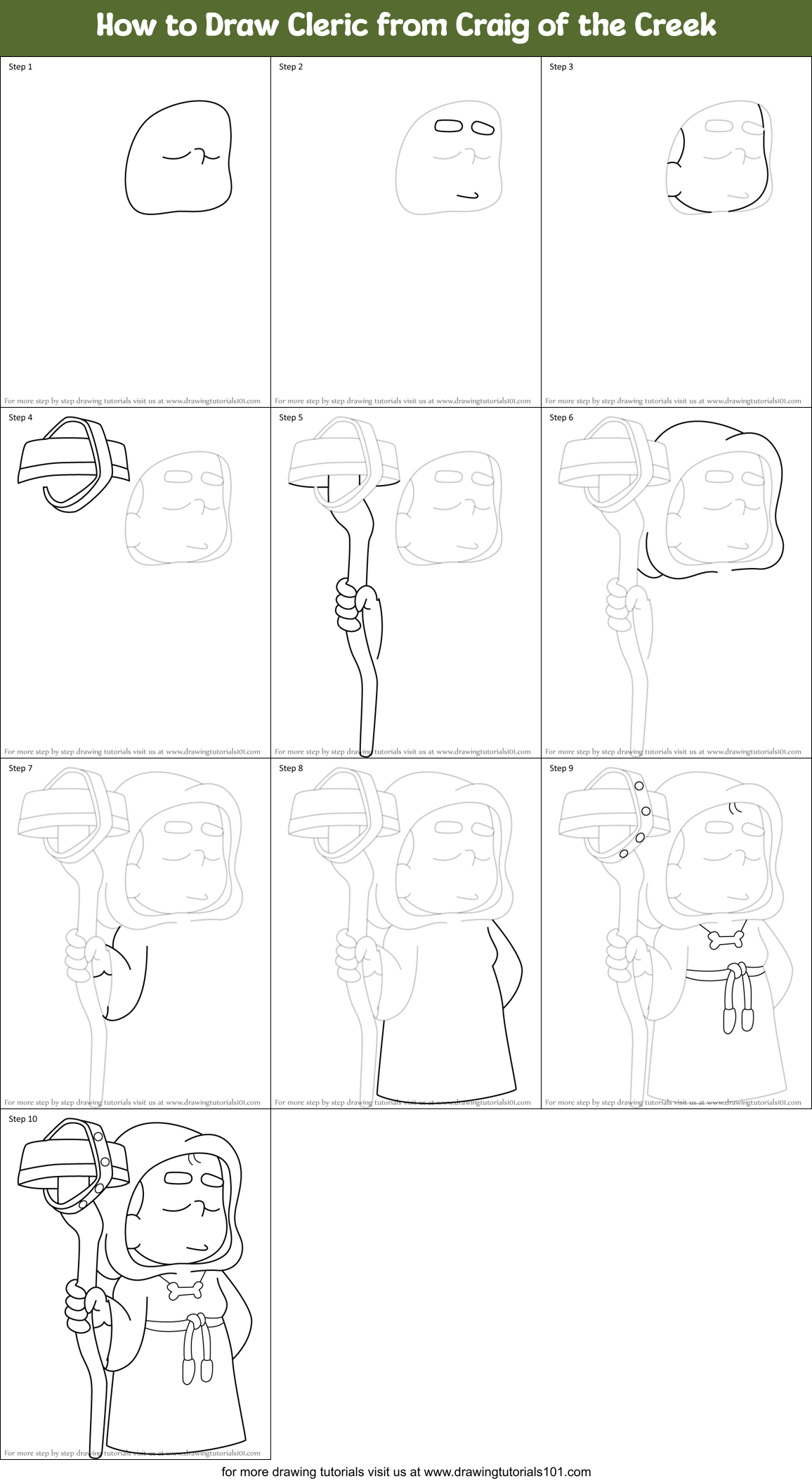 How to Draw Cleric from Craig of the Creek Printable Step by Step