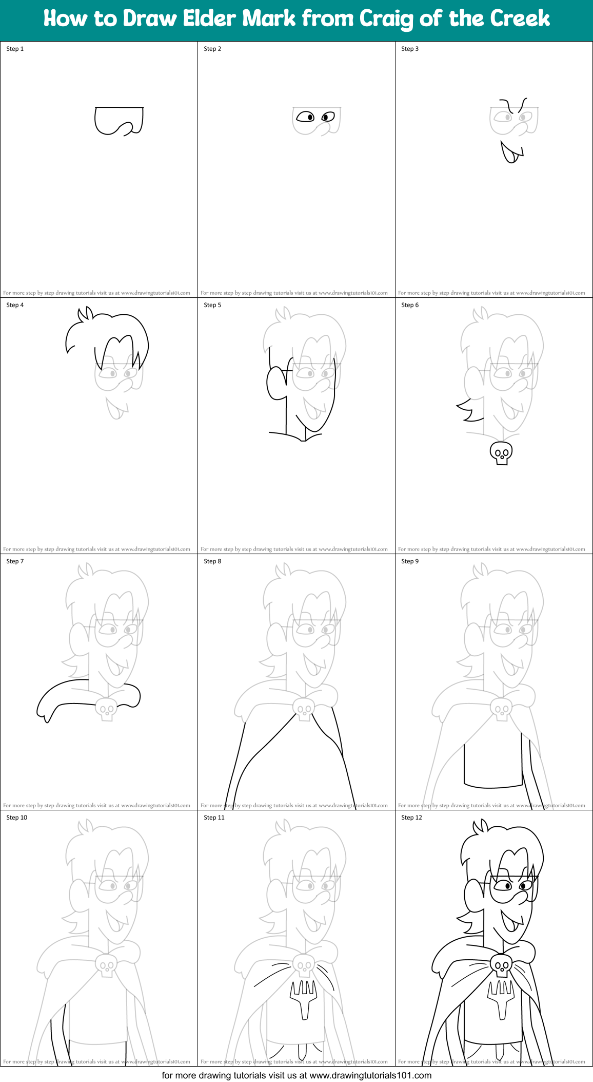 How to Draw Elder Mark from Craig of the Creek Printable Step by Step