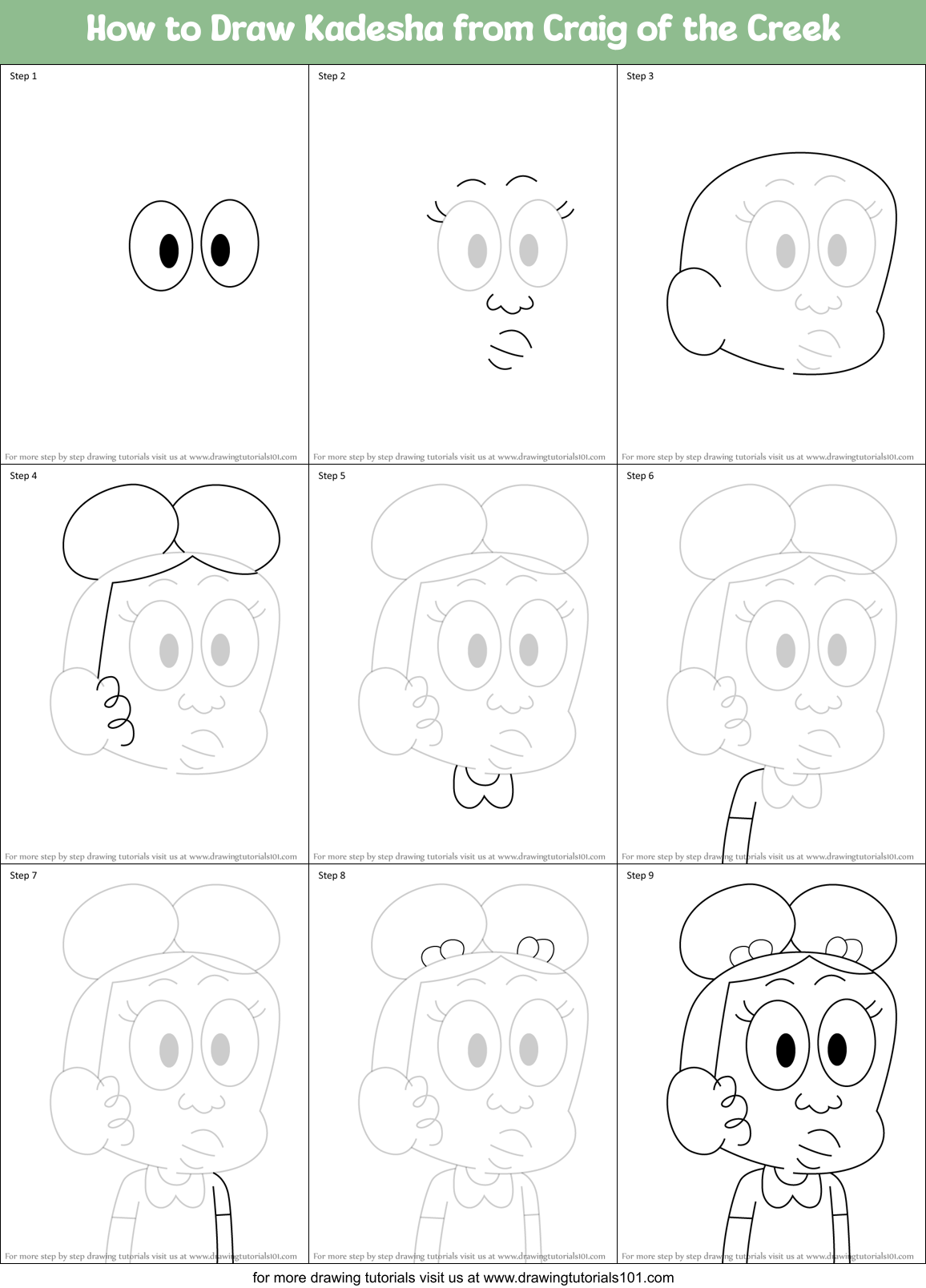 How to Draw Kadesha from Craig of the Creek Printable Step by Step