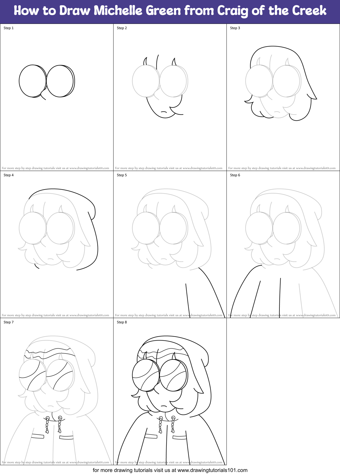 How to Draw Michelle Green from Craig of the Creek Printable Step by Step