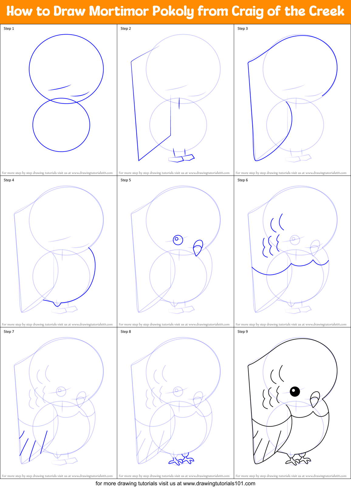 How to Draw Mortimor Pokoly from Craig of the Creek Printable Step by Step