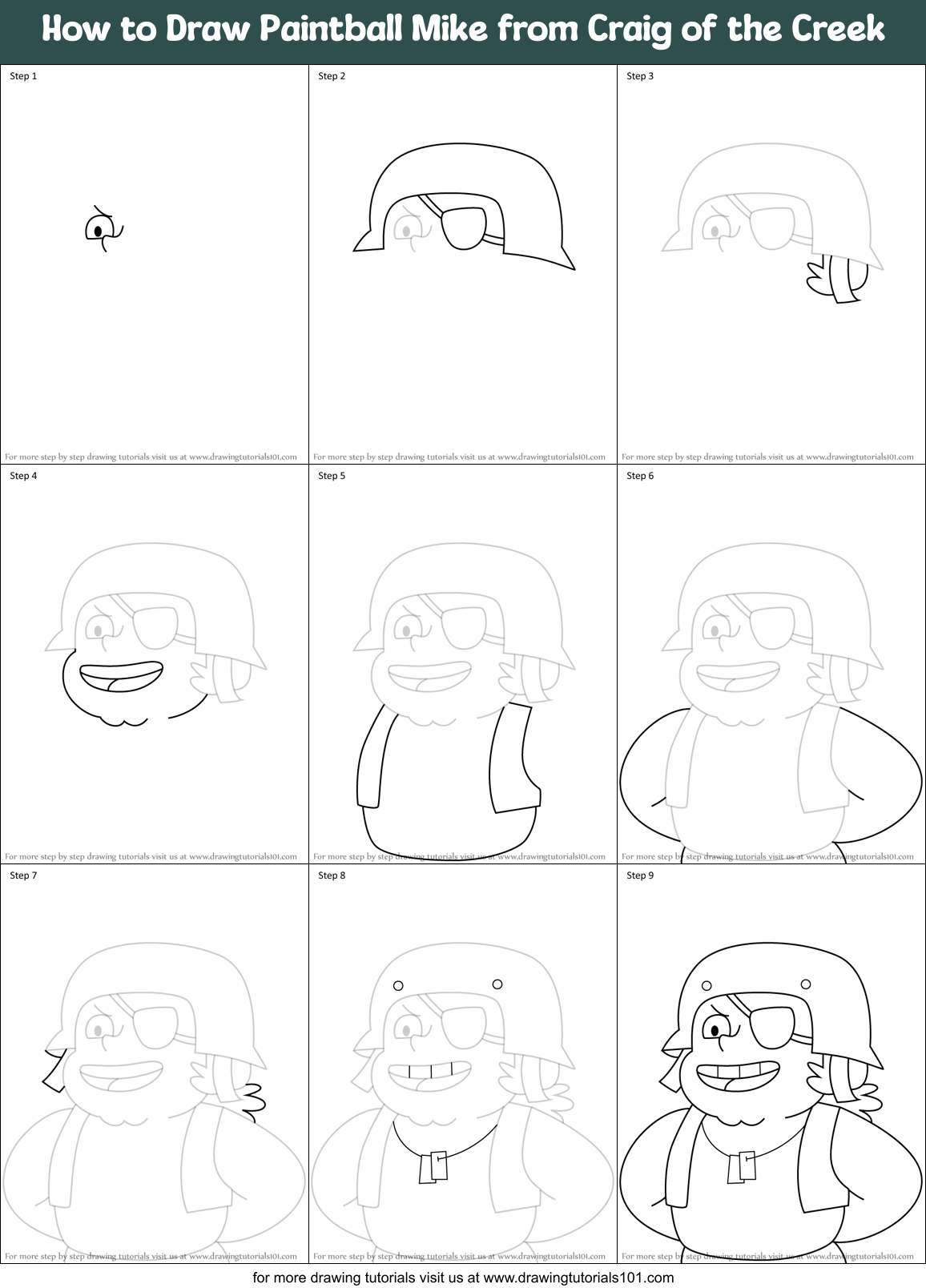 How to Draw Paintball Mike from Craig of the Creek Printable Step by Step