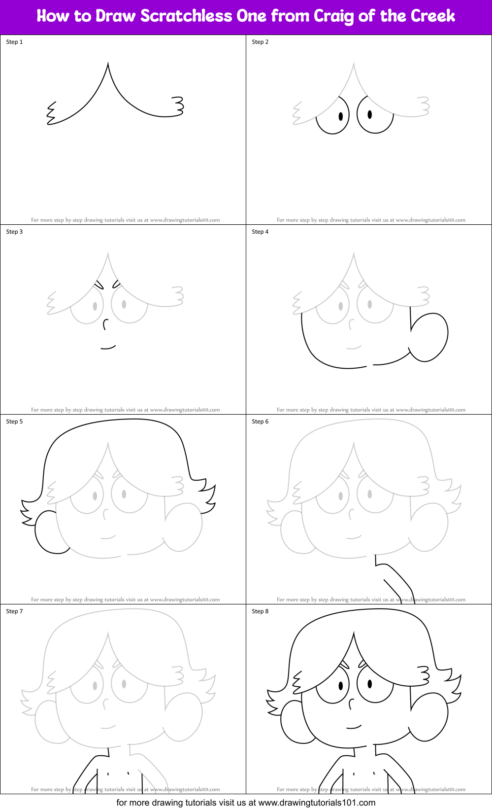 How to Draw Scratchless One from Craig of the Creek Printable Step by Step