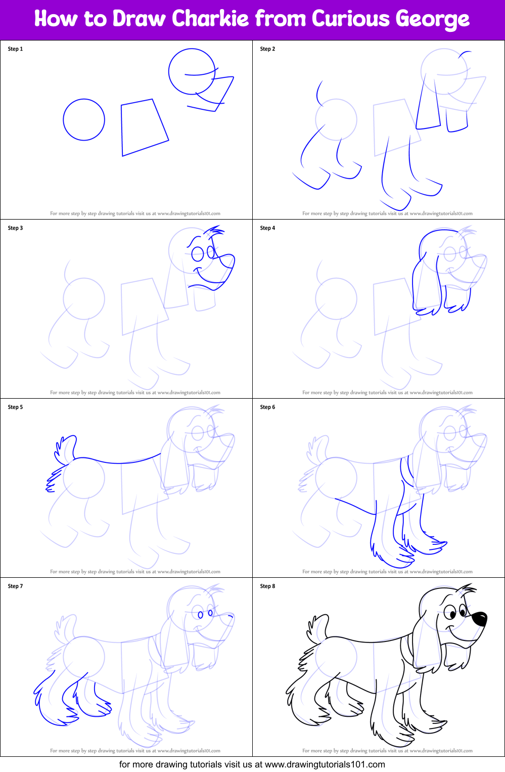 How to Draw Charkie from Curious George Printable Step by Step