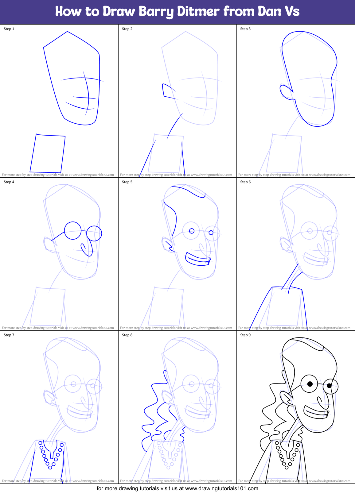 How to Draw Barry Ditmer from Dan Vs Printable Step by Step