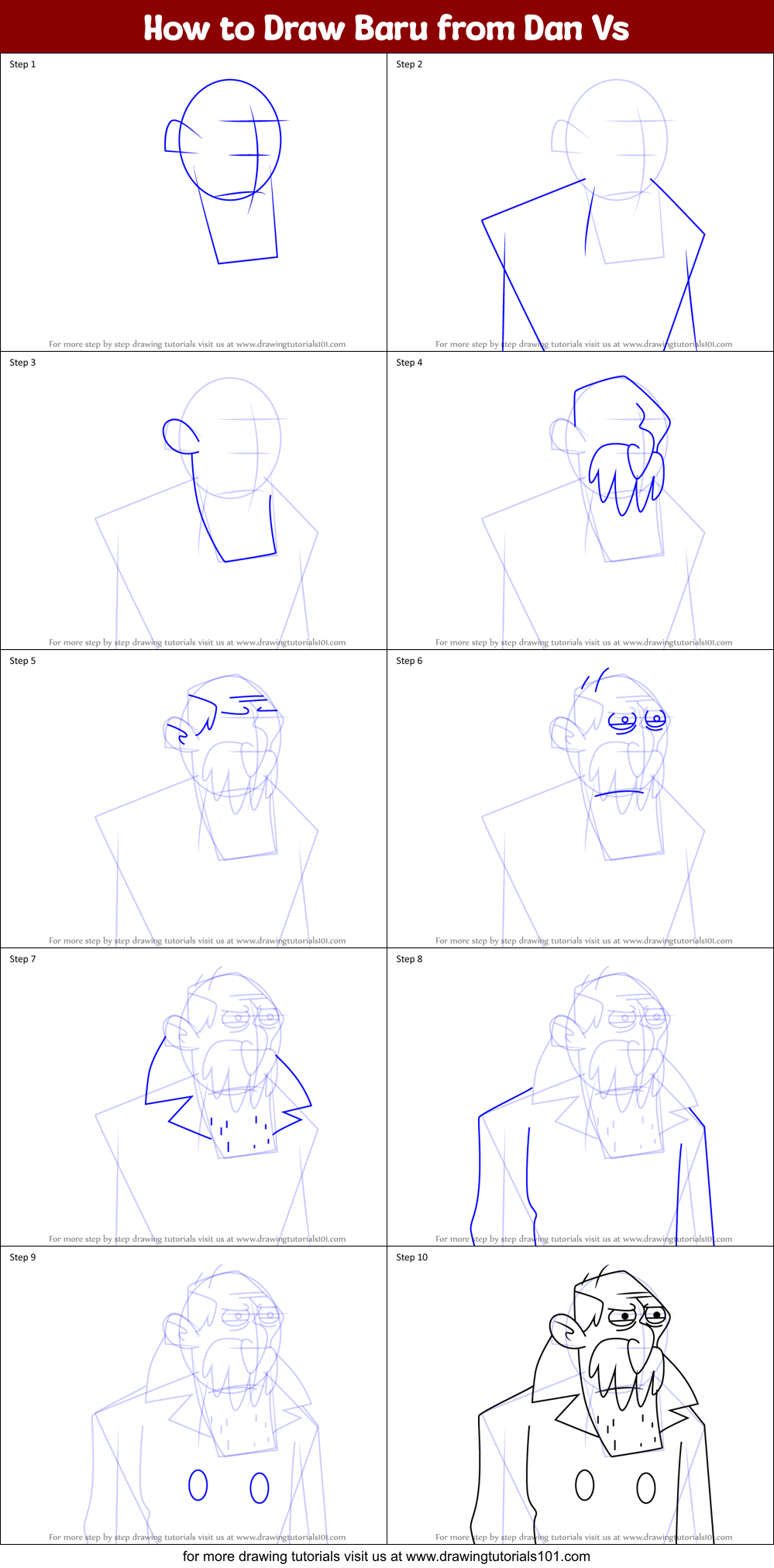 How to Draw Baru from Dan Vs Printable Step by Step