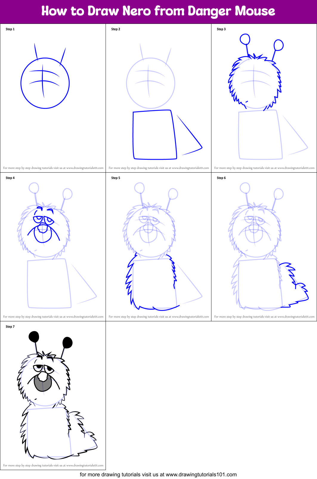 How to Draw Nero from Danger Mouse Printable Step by Step