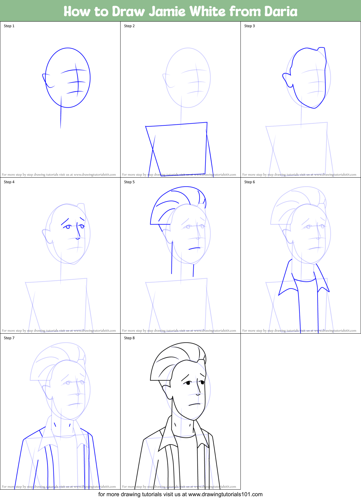 How to Draw Jamie White from Daria Printable Step by Step