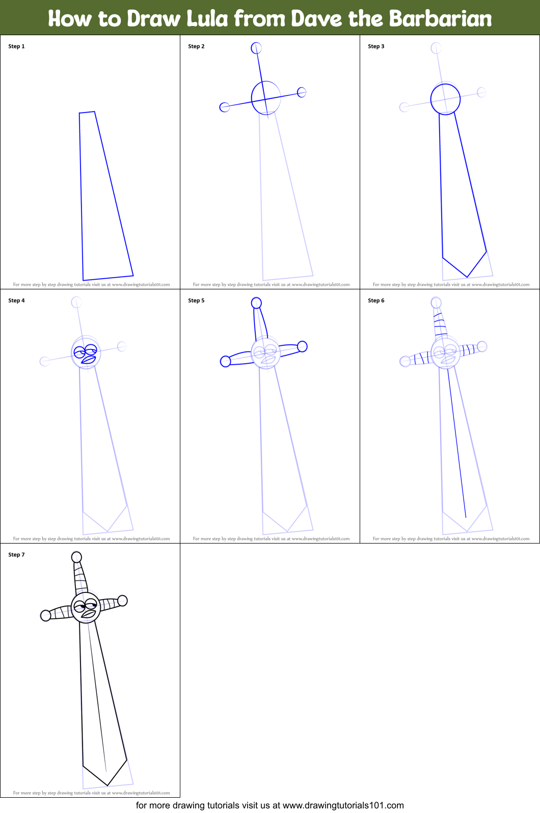 How to Draw Lula from Dave the Barbarian Printable Step by Step