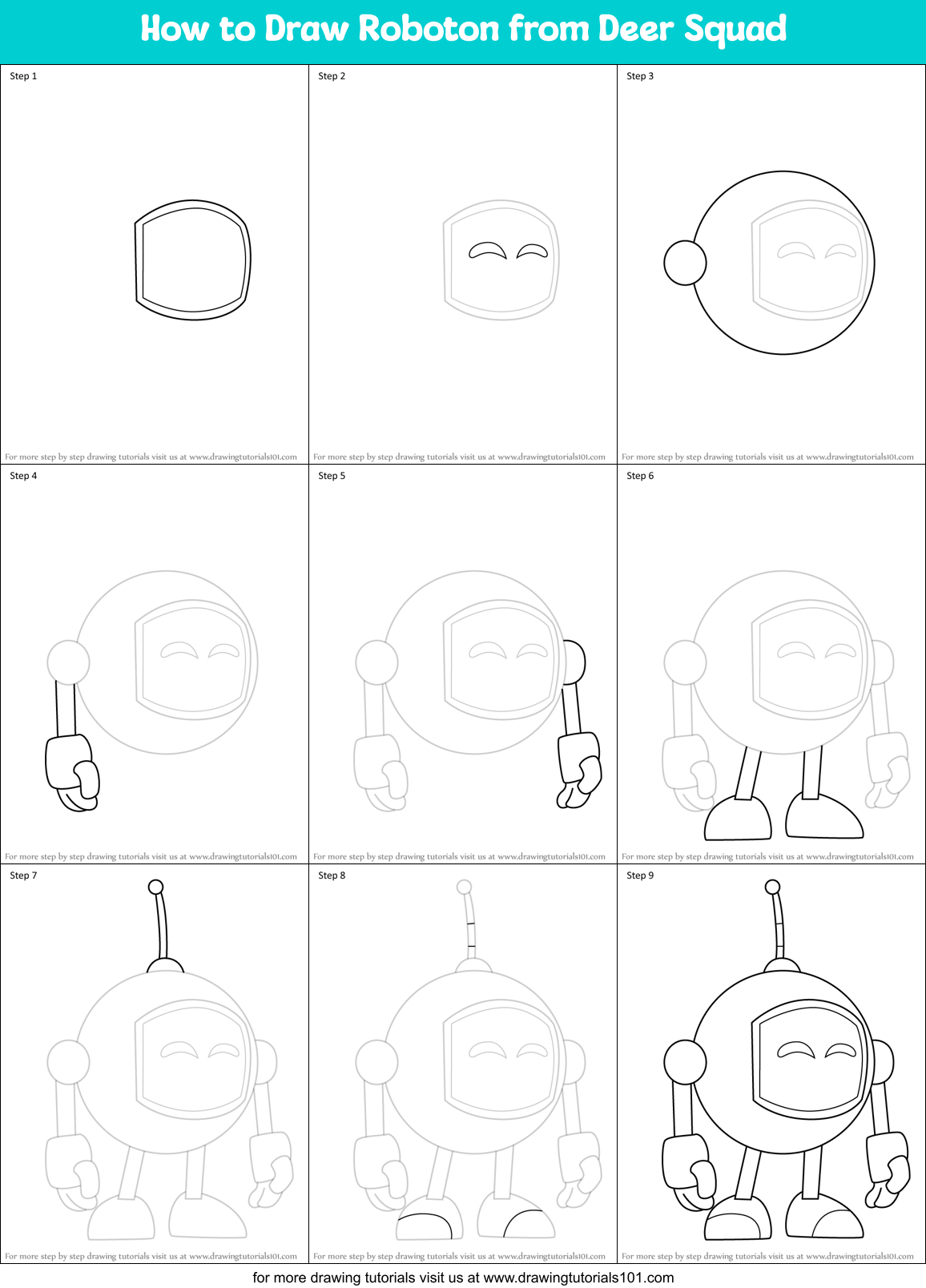 How to Draw Roboton from Deer Squad Printable Step by Step