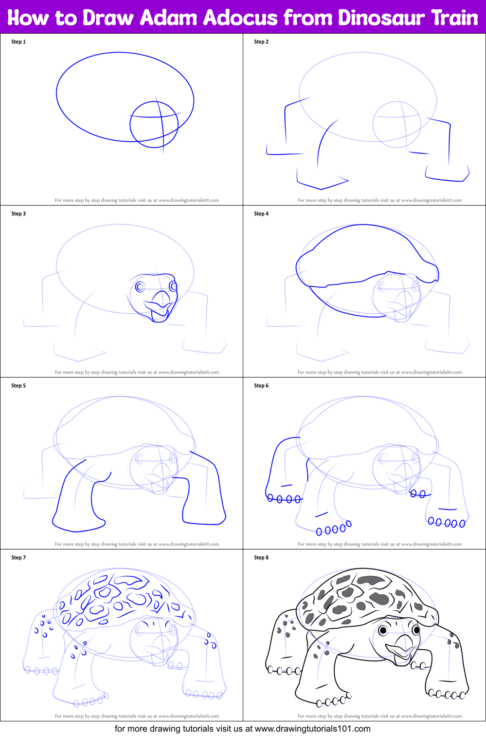 How to Draw Adam Adocus from Dinosaur Train Printable Step by Step