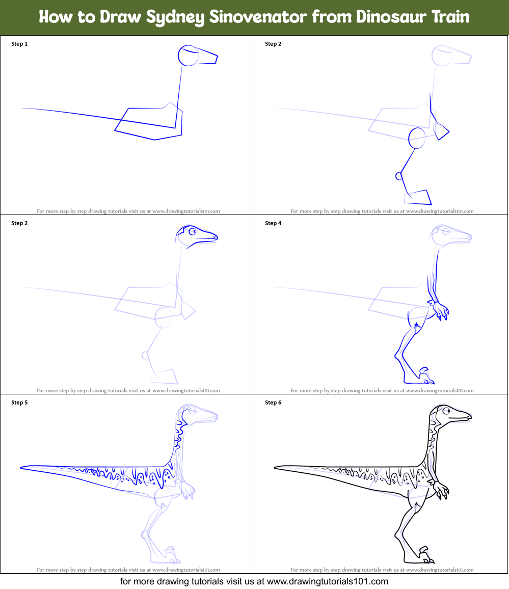 How to Draw Sydney Sinovenator from Dinosaur Train Printable Step by Step