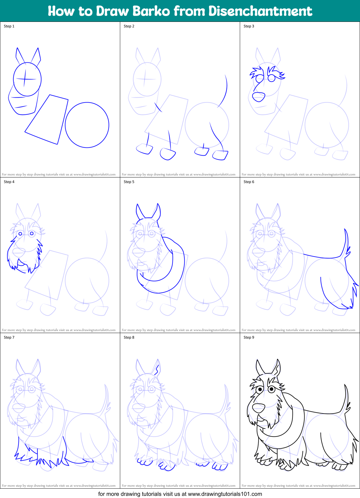 How to Draw Barko from Disenchantment Printable Step by Step