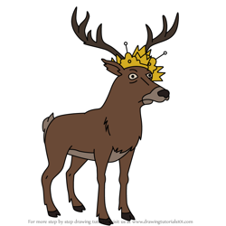 How to Draw Crown-wearing deer from Disenchantment