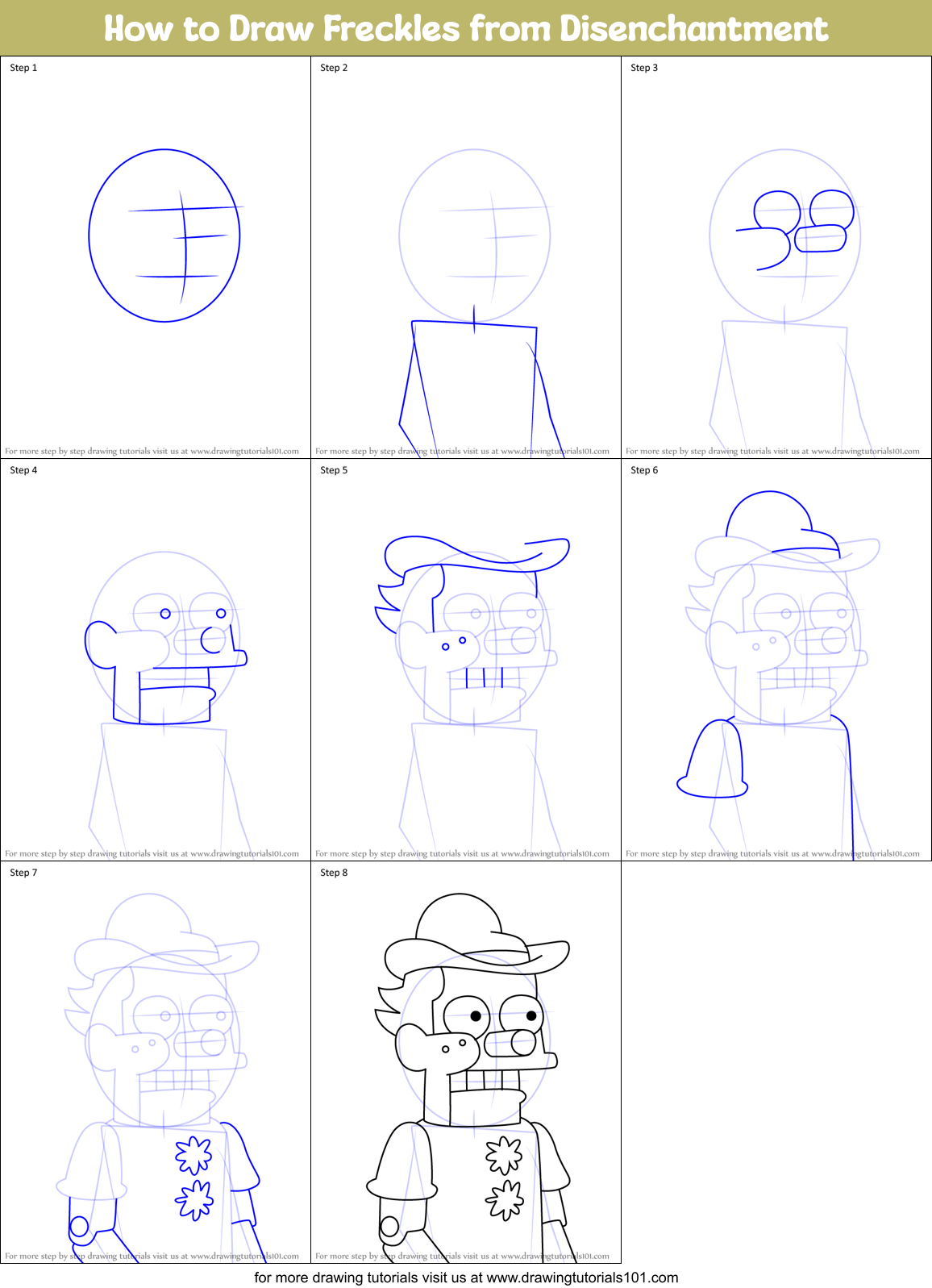 How to Draw Freckles from Disenchantment Printable Step by Step