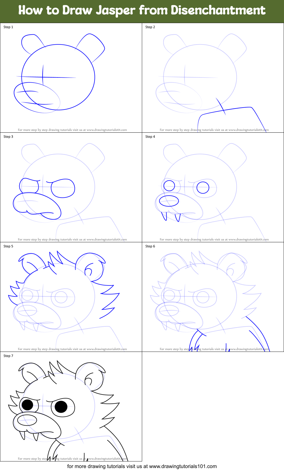 How to Draw Jasper from Disenchantment Printable Step by Step