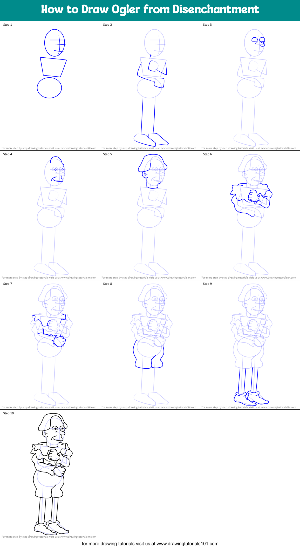 How to Draw Ogler from Disenchantment Printable Step by Step