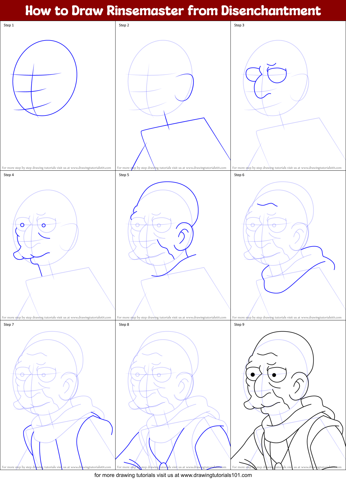 How to Draw Rinsemaster from Disenchantment Printable Step by Step