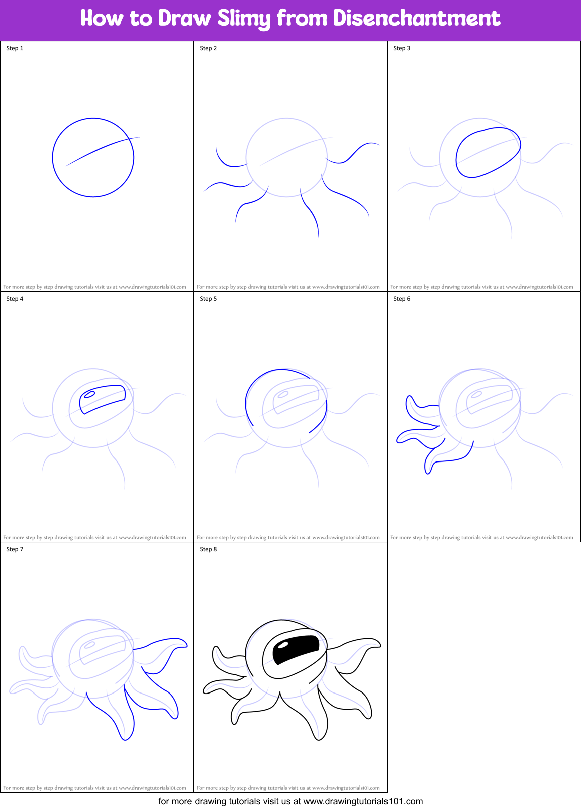 How to Draw Slimy from Disenchantment Printable Step by Step