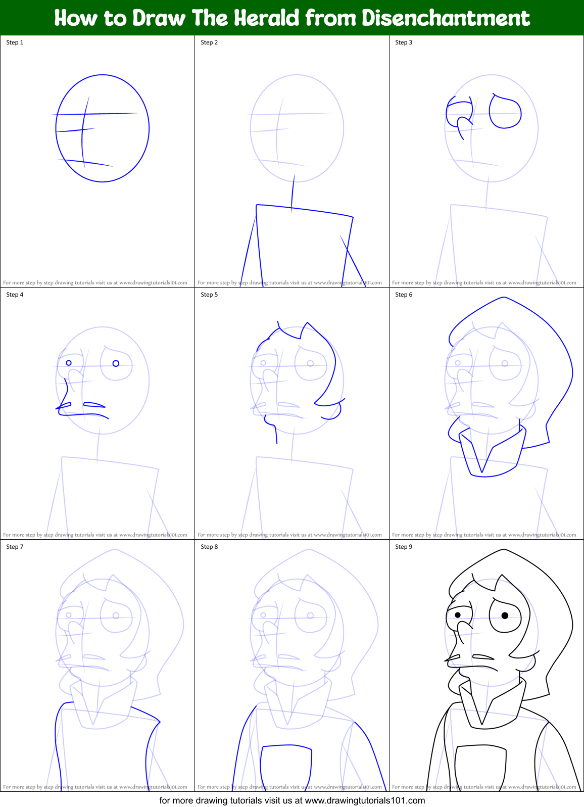 How to Draw The Herald from Disenchantment Printable Step by Step