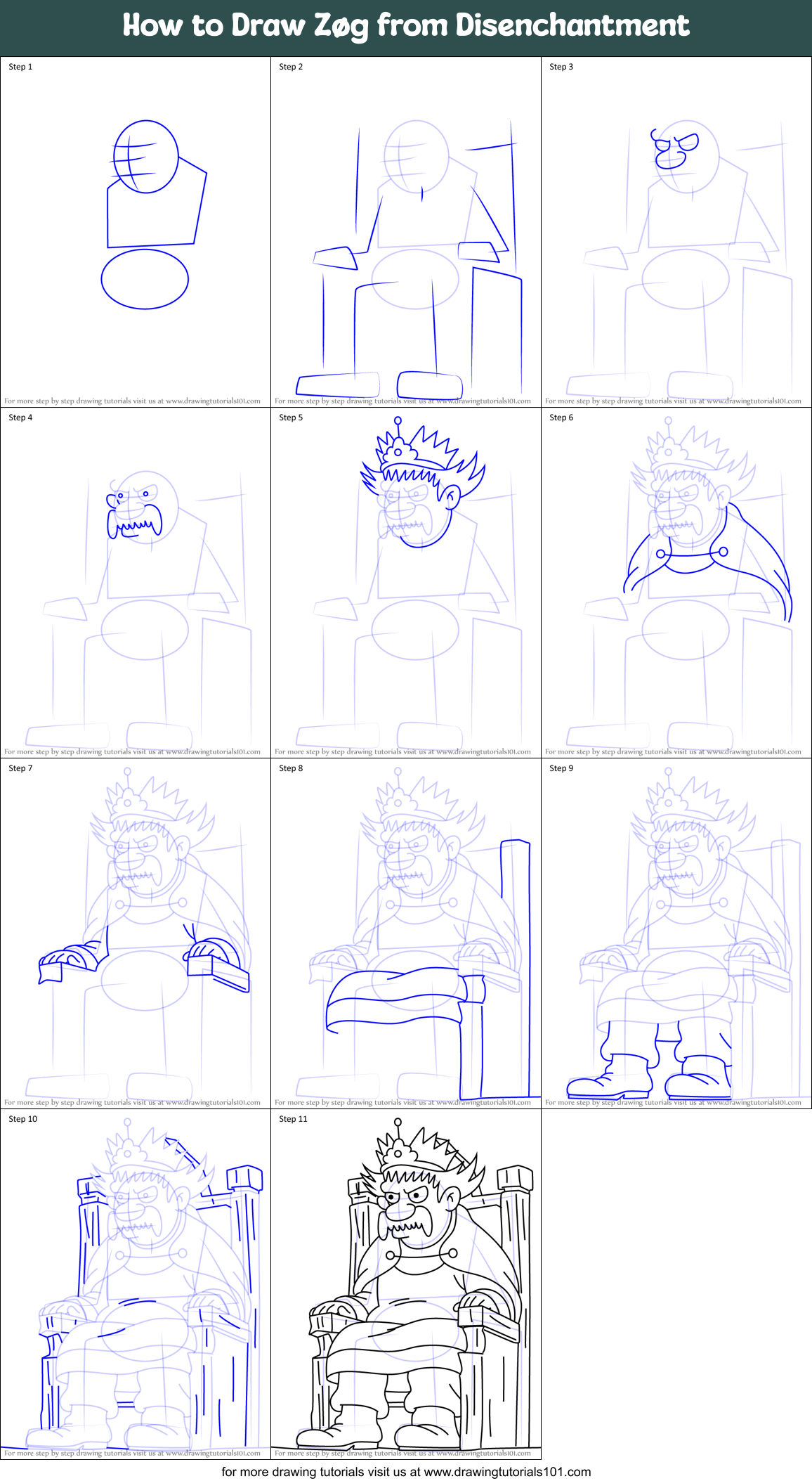 How to Draw Zøg from Disenchantment Printable Step by Step