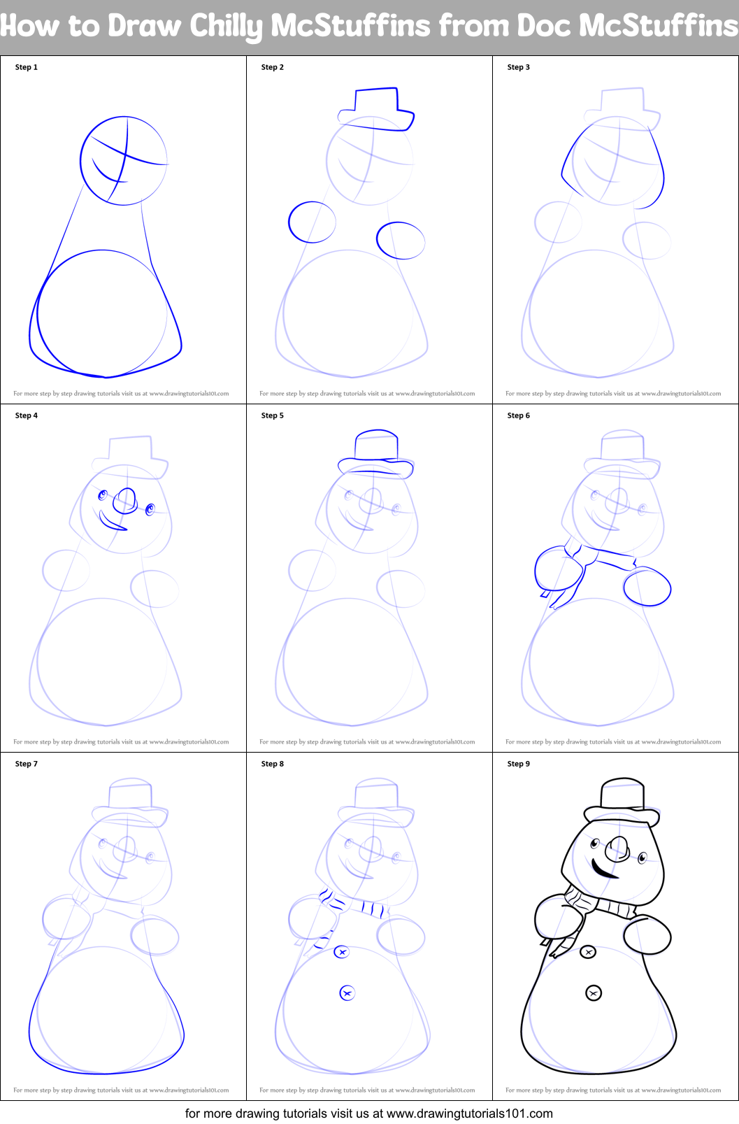 How to Draw Chilly McStuffins from Doc McStuffins Printable Step by Step