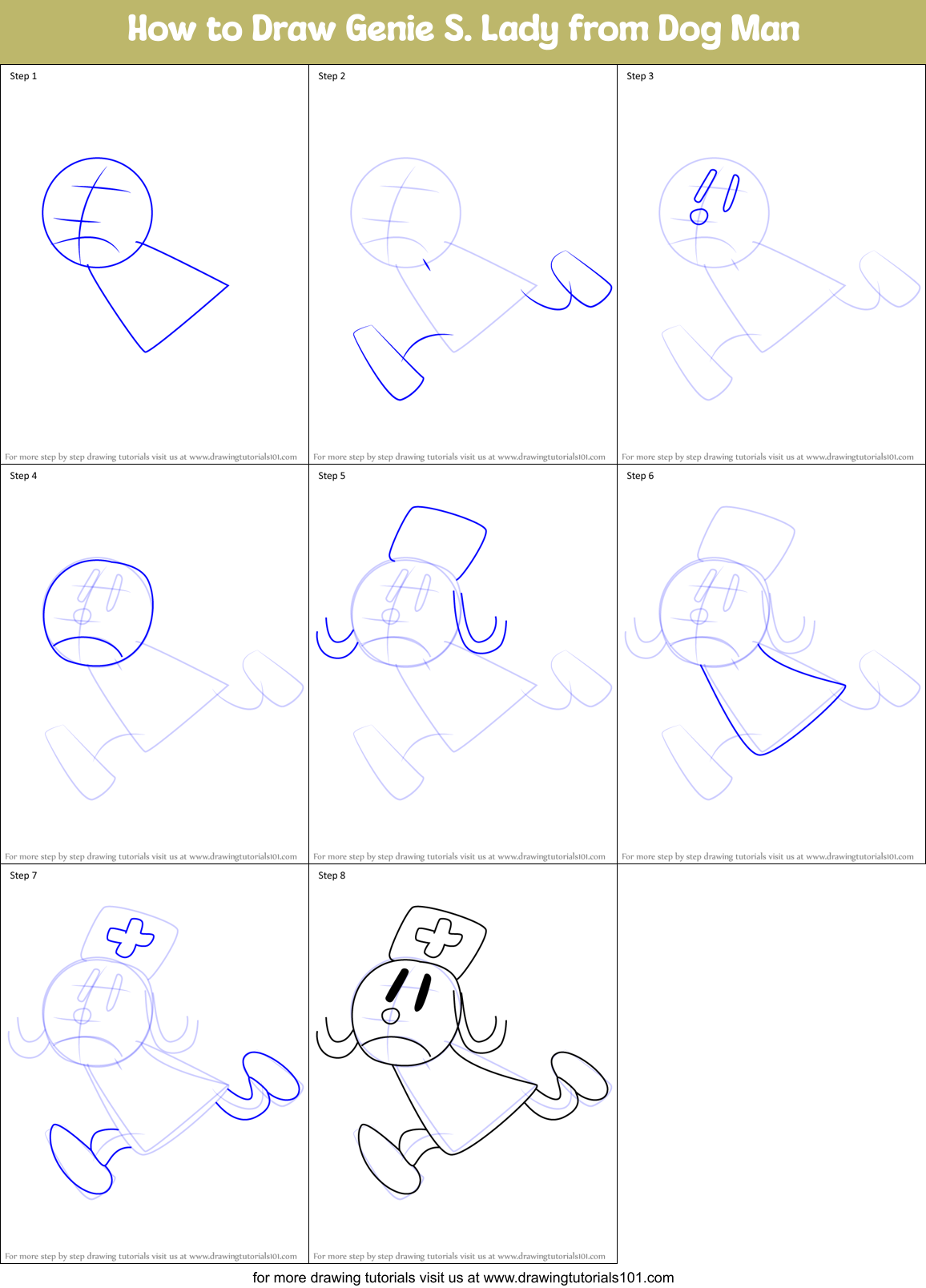 How to Draw Genie S. Lady from Dog Man Printable Step by Step
