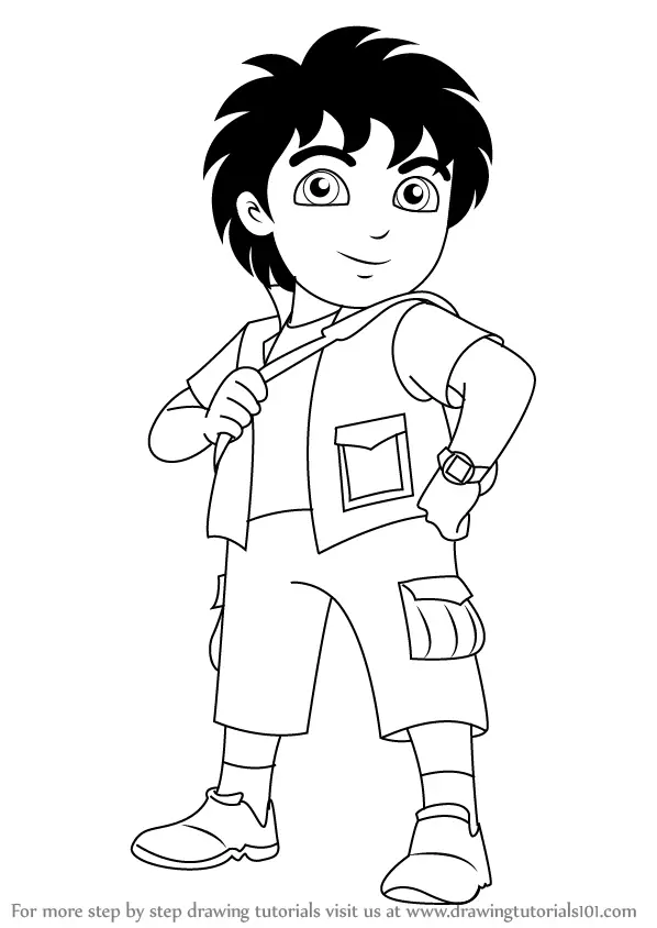 Learn How to Draw Diego from Dora the Explorer (Dora the Explorer) Step by  Step : Drawing Tutorials