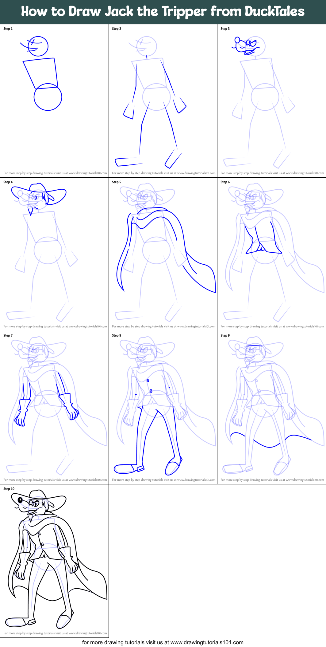 How to Draw Jack the Tripper from DuckTales Printable Step by Step