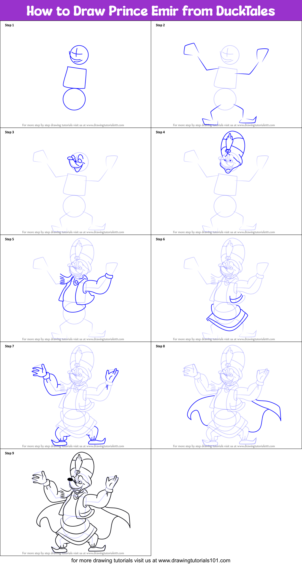 How to Draw Prince Emir from DuckTales (DuckTales) Step by Step ...