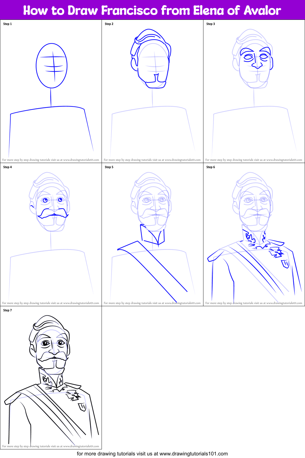 How to Draw Francisco from Elena of Avalor Printable Step by Step