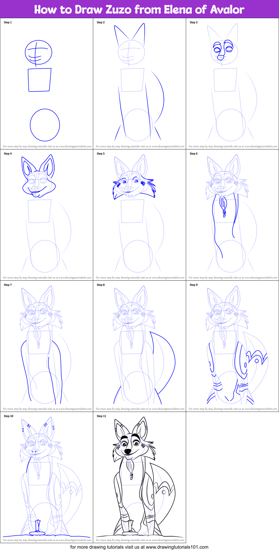 How to Draw Zuzo from Elena of Avalor Printable Step by Step