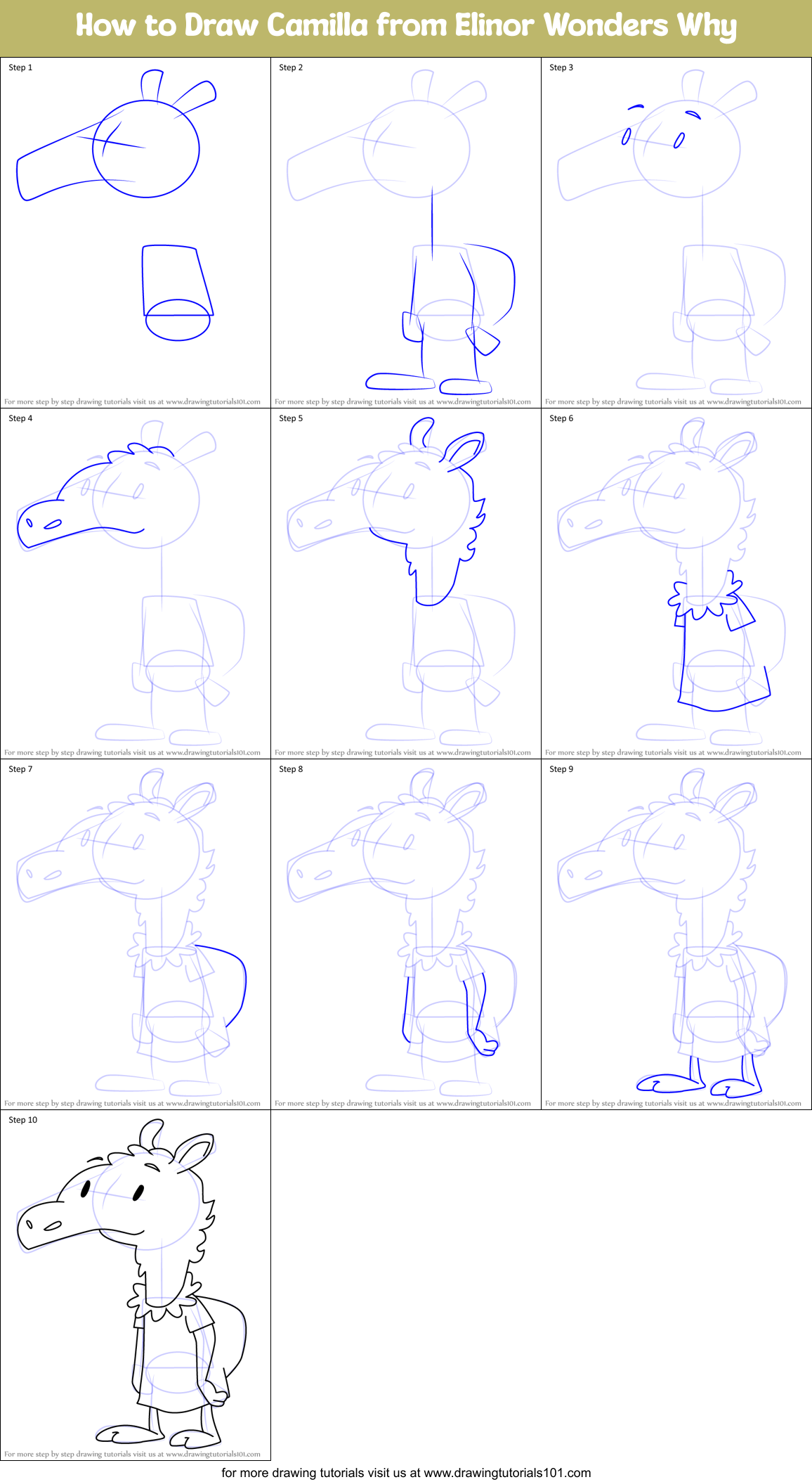 How to Draw Camilla from Elinor Wonders Why Printable Step by Step
